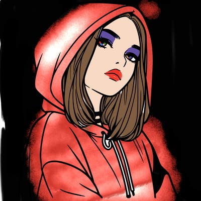 a realistic girl in a hoodie