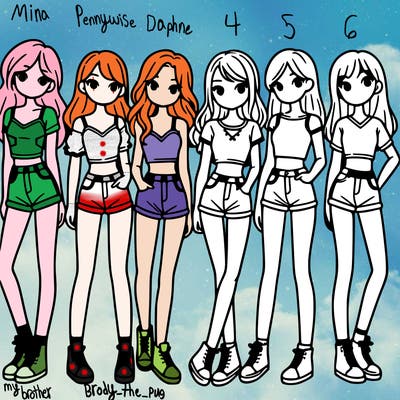 a group of girls wearing crop tops and shorts