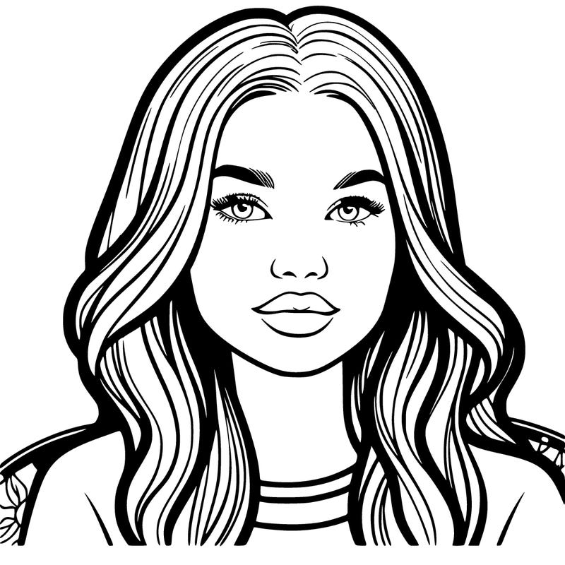 realistic girl with long hair with full lips