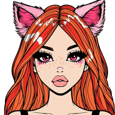 realistic girl with fox ears and realistic lips