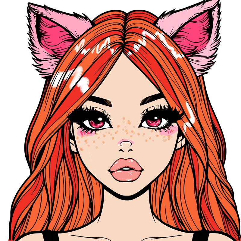 realistic girl with fox ears and realistic lips