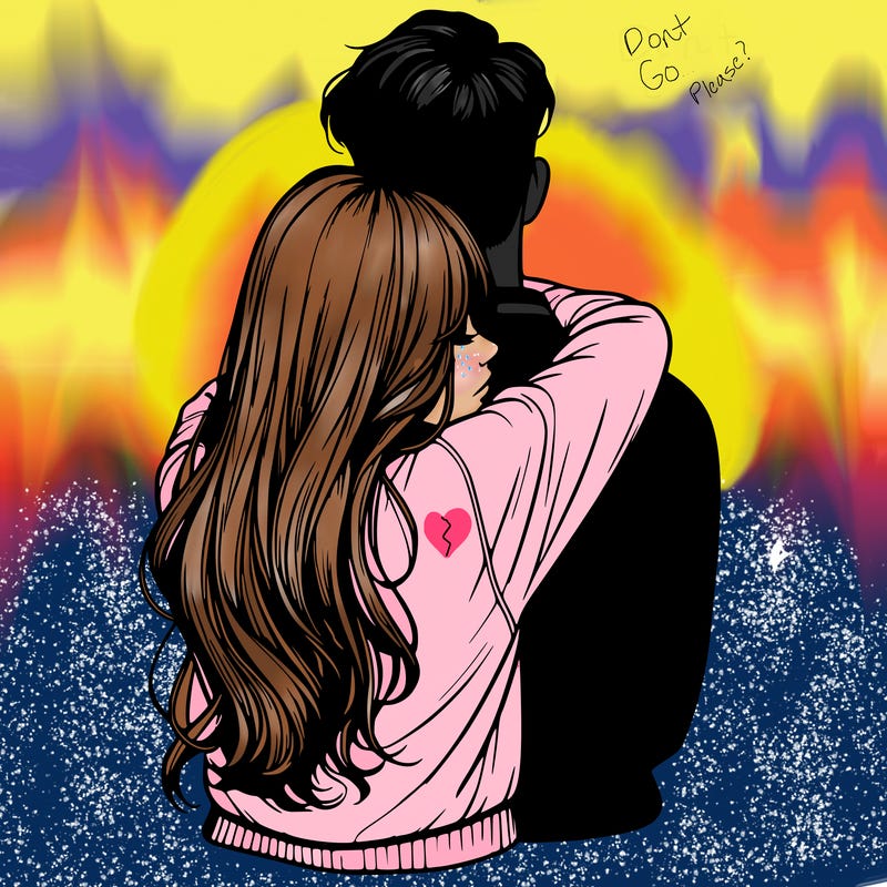 realistic girl hugging boyfriend from back