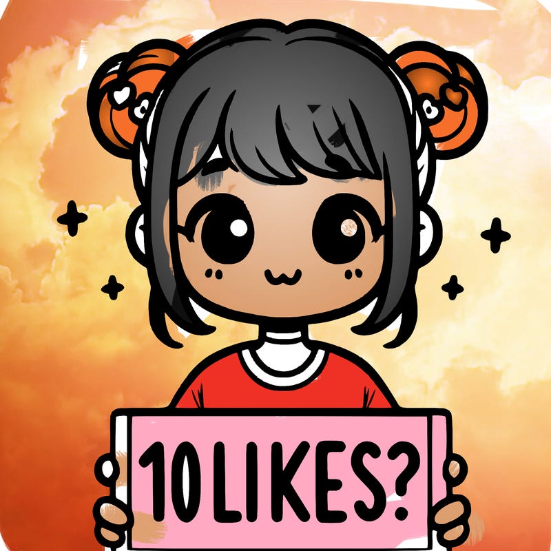 cute girl that is holding a sign that says 10 likes?