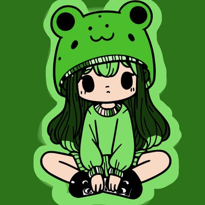 a girl wearing a frog hat and some frog socks