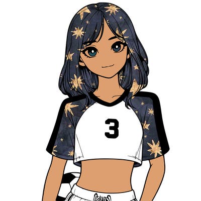 realistic girl wearing soccer jersey