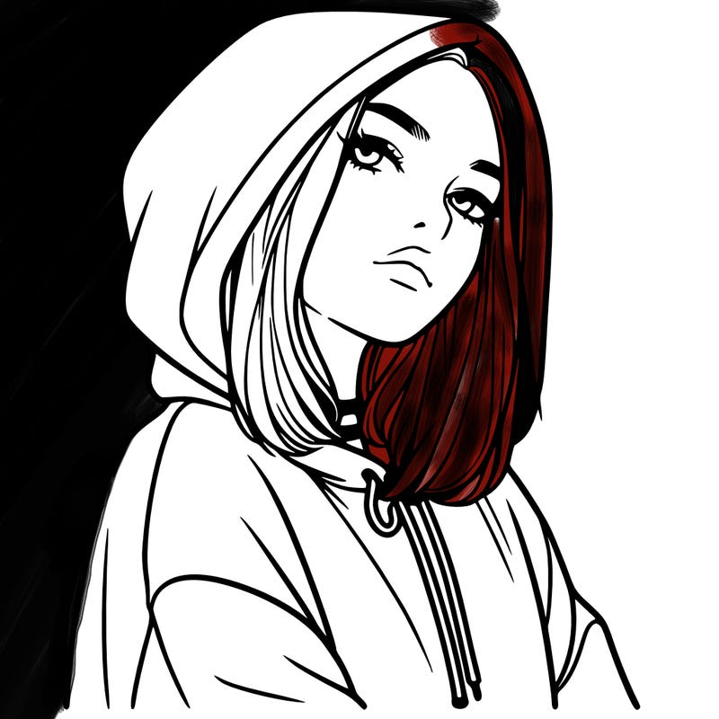 a realistic girl in a hoodie