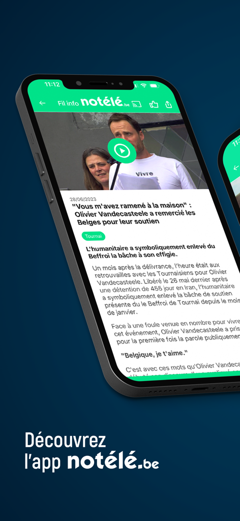 notélé - Smartphone displaying a local news article on the notele mobile app interface.