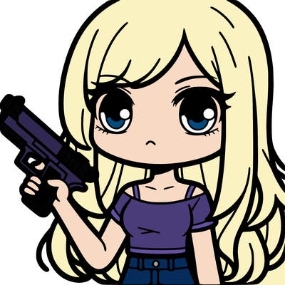 girl with a gun and long hair