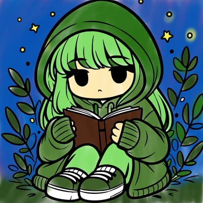 girl in oversized hoodie reading a book