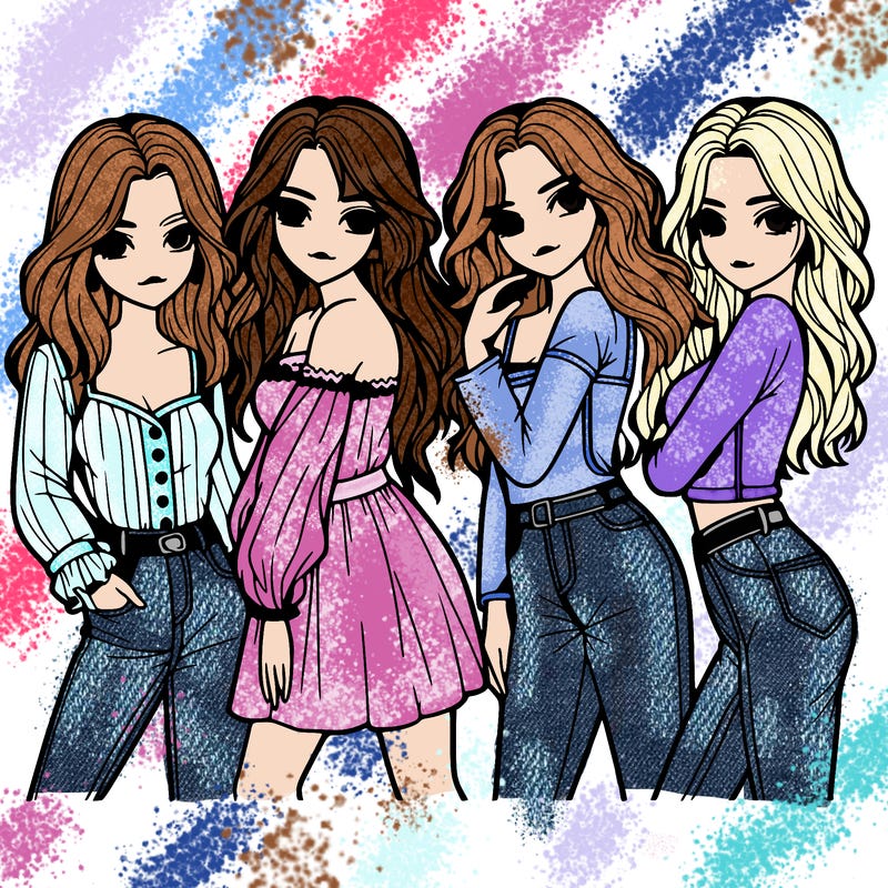 four beautiful girls posing