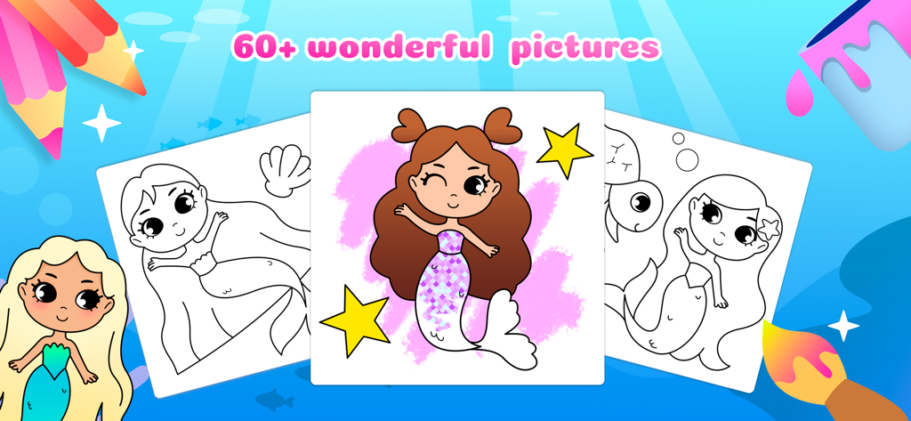 Over sixty cute mermaid coloring pages for kids