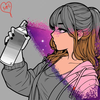 a realistic girl spray, painting
