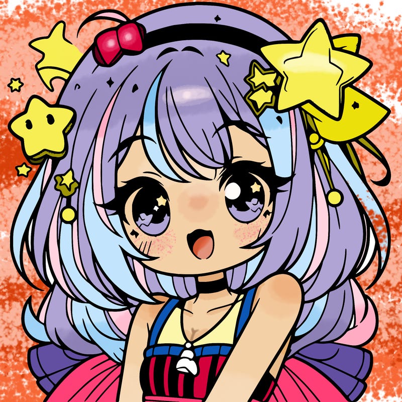 cute anime girl with star accessories