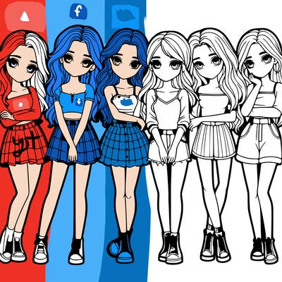 a group of girls realistic