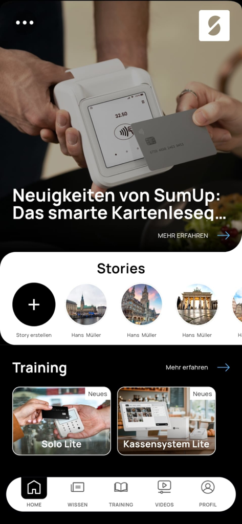 Sumup Learning Hub - Sumup Learning Hub app dashboard showing user stories and sales training modules