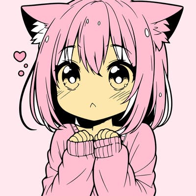 shy anime catgirl