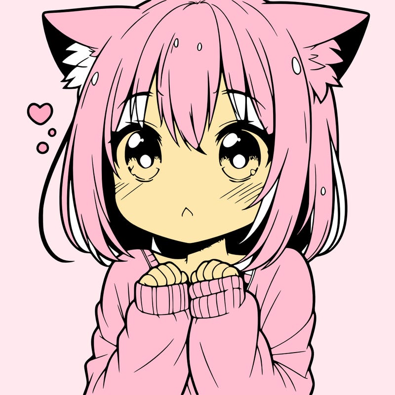 shy anime catgirl