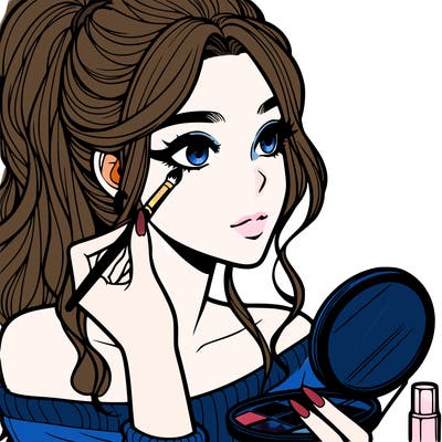 a realistic girl doing her makeup