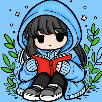 girl in oversized hoodie reading a book