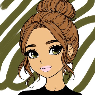 realistic pretty girl with hair in bun