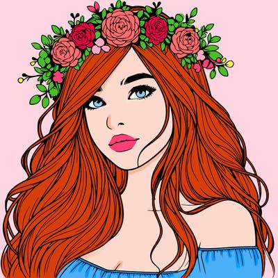 realistic girl with flower crown