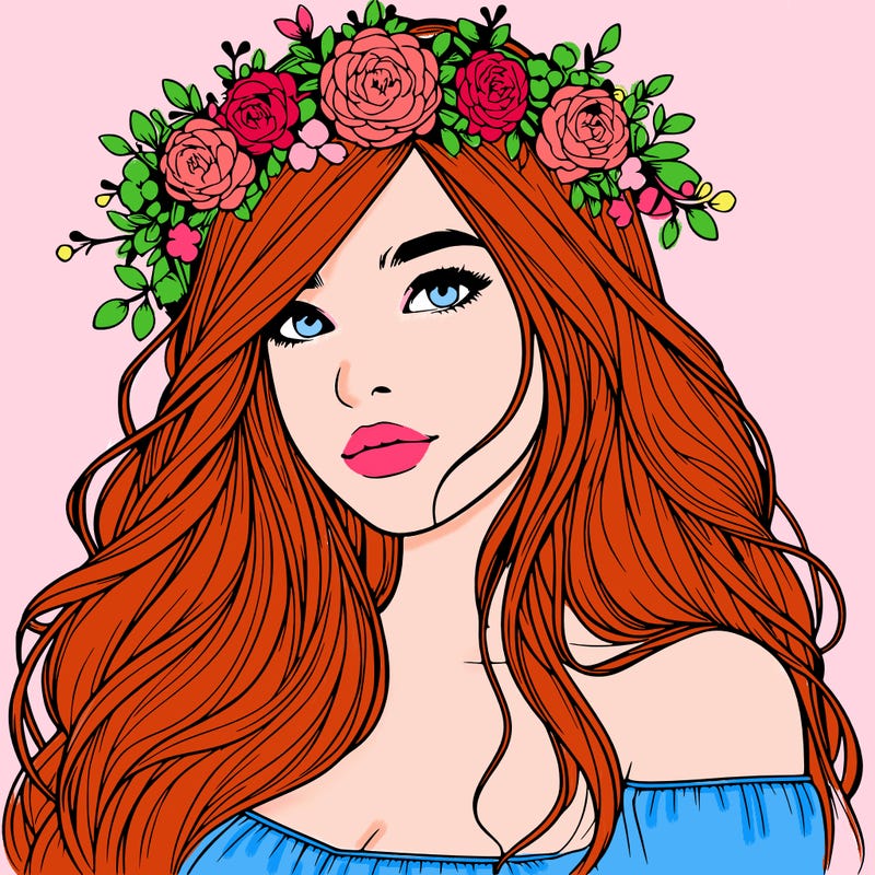realistic girl with flower crown