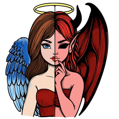 realistic angel half demon