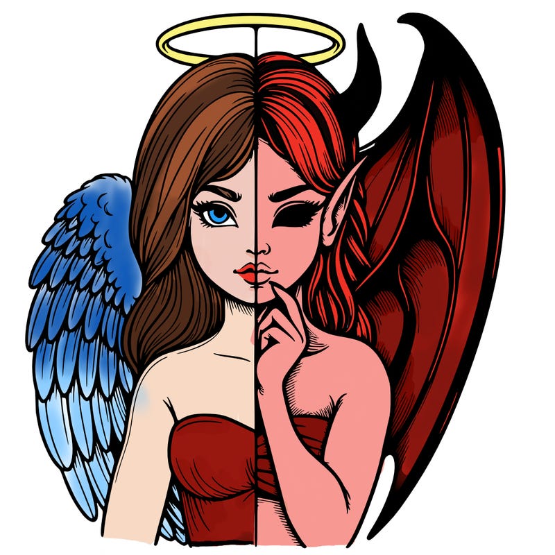 realistic angel half demon