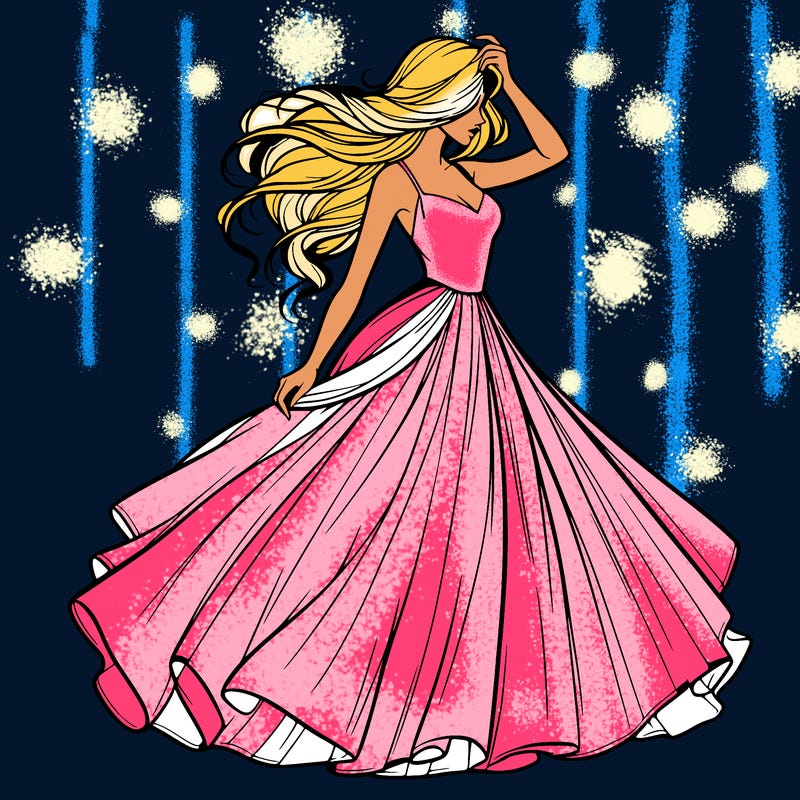 realistic woman with dress flowing in the wind