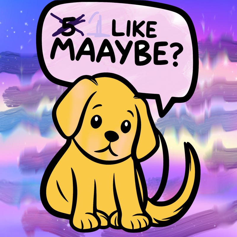 a puppy that says 5 like maybe