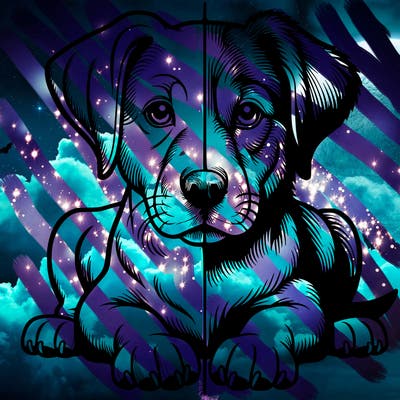 realistic dog split picture