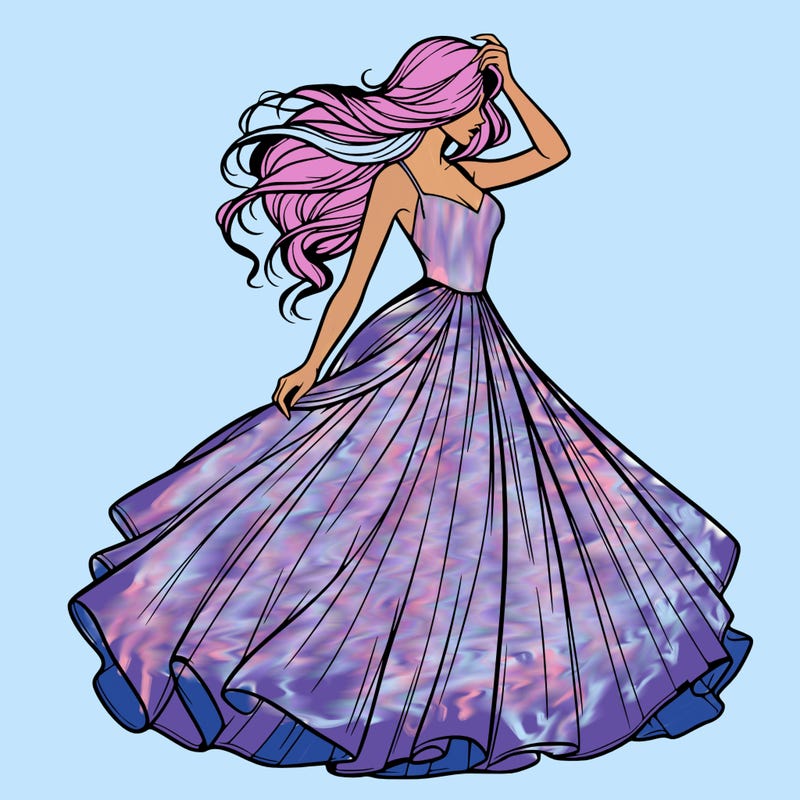 realistic woman with dress flowing in the wind