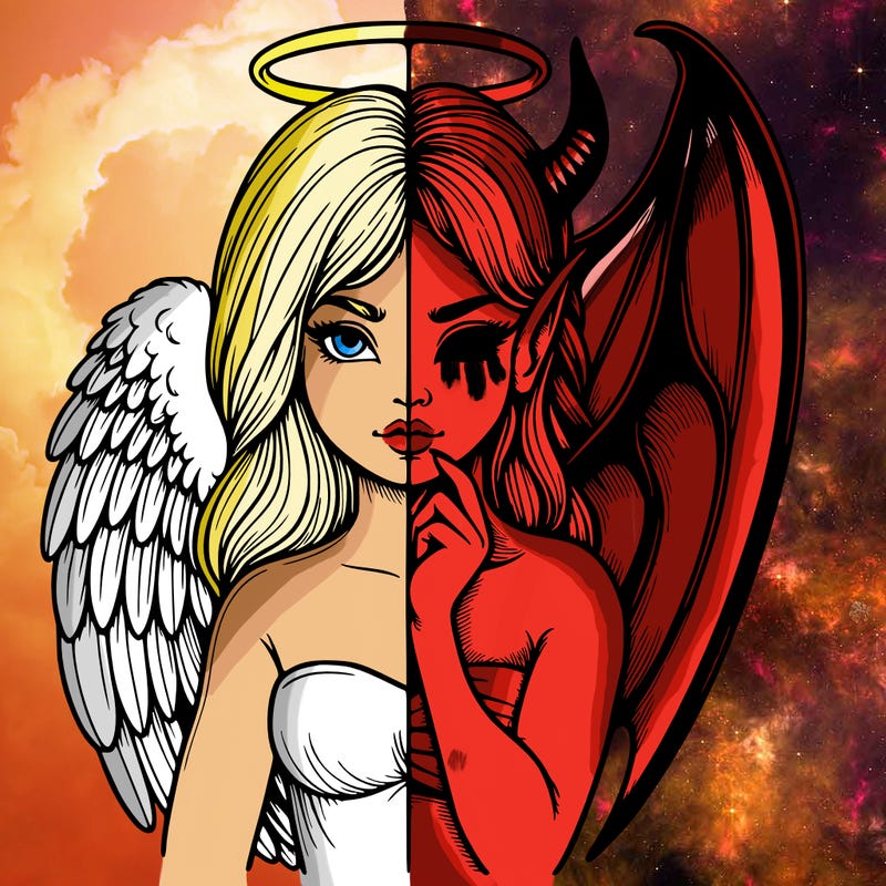 realistic angel half demon