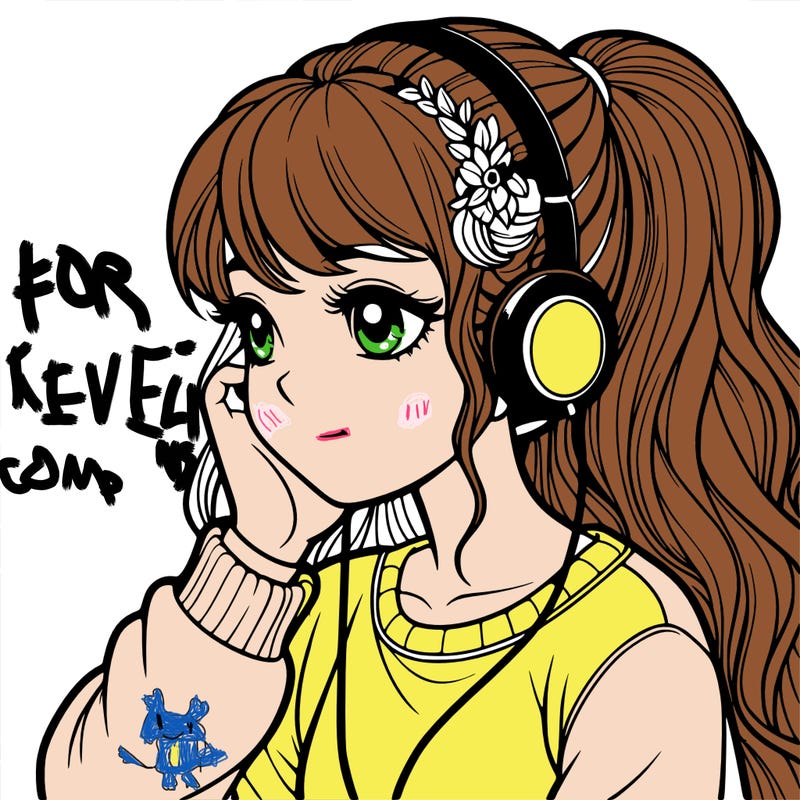 realistic girl listing to music