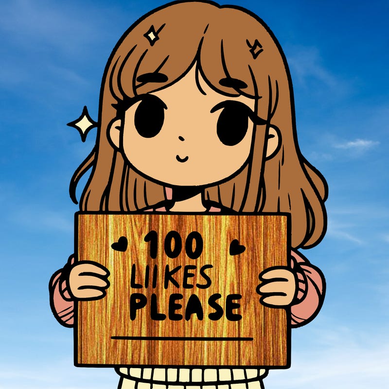 a girl holding up a sign saying 100 likes please