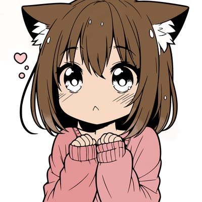 shy anime catgirl