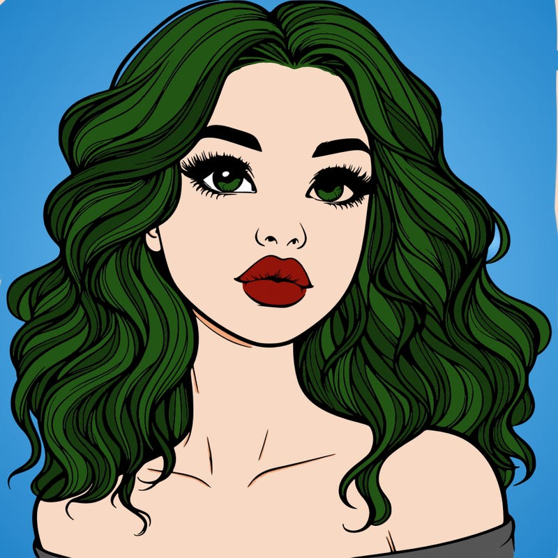 realistic girl with wavy hair and lips