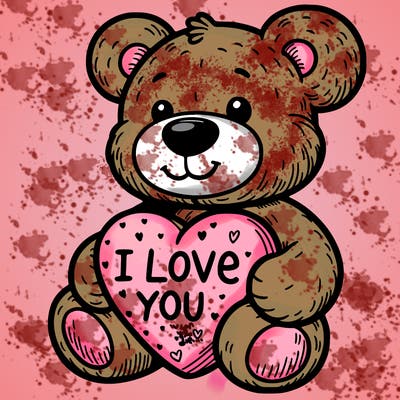 teddy bear holding an i love you heart
