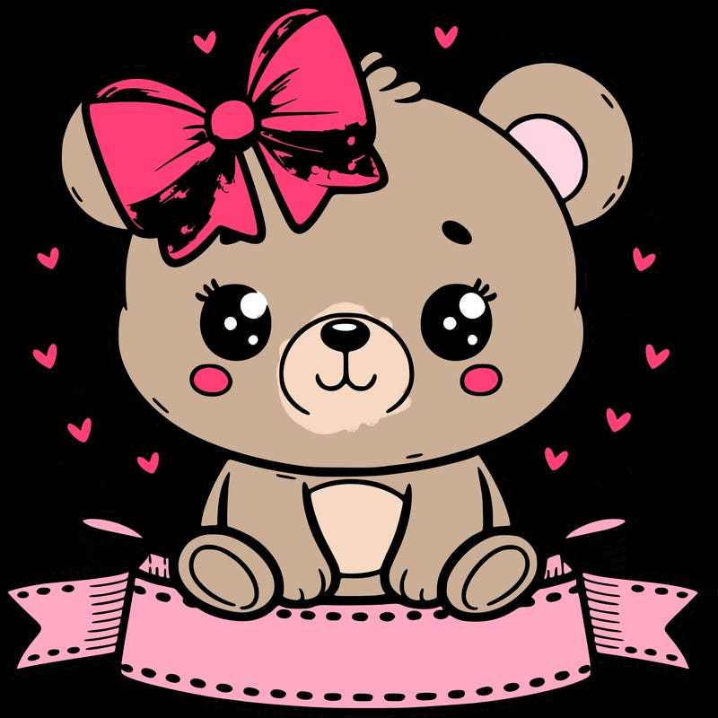 cute bear with pink bow