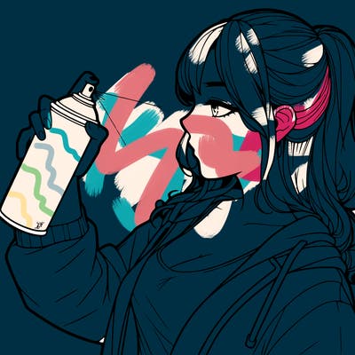 a realistic girl spray, painting