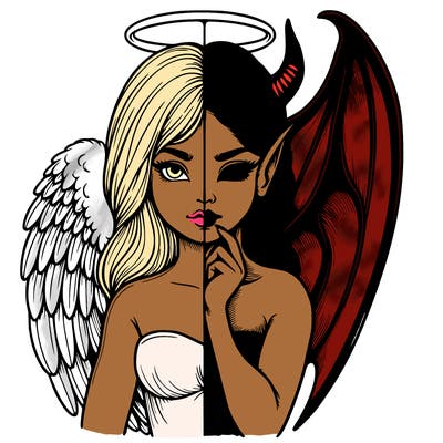 realistic angel half demon