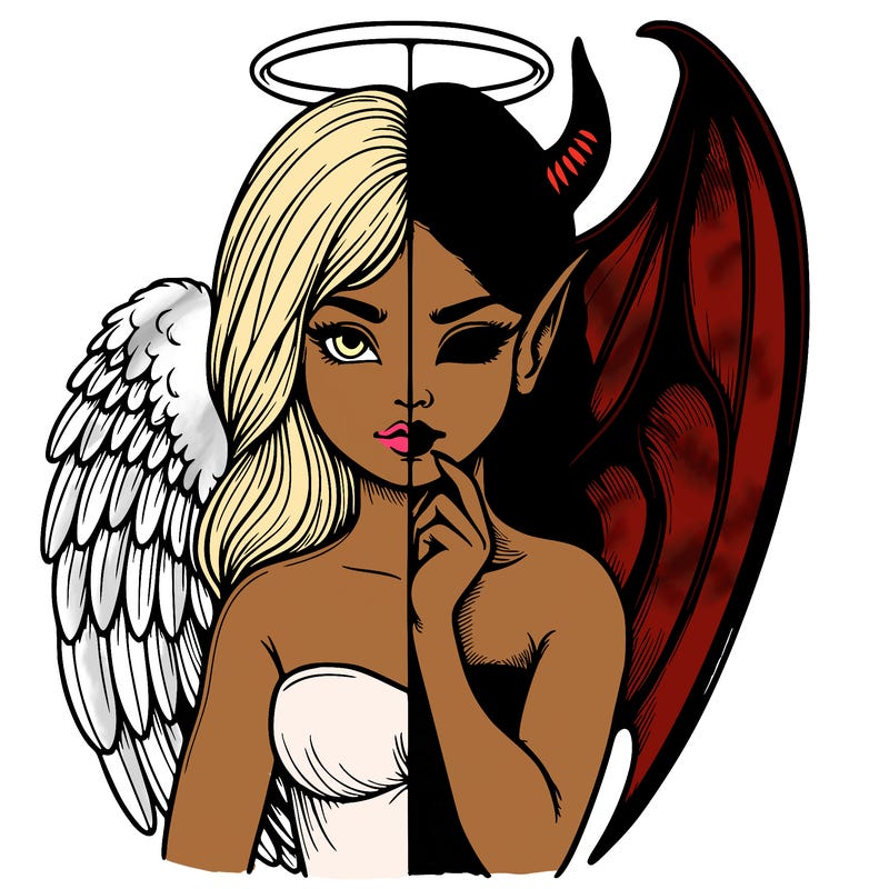 realistic angel half demon