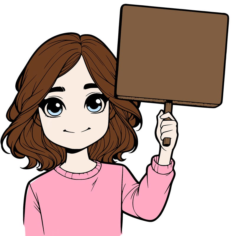 realistic girl holding up a sign
