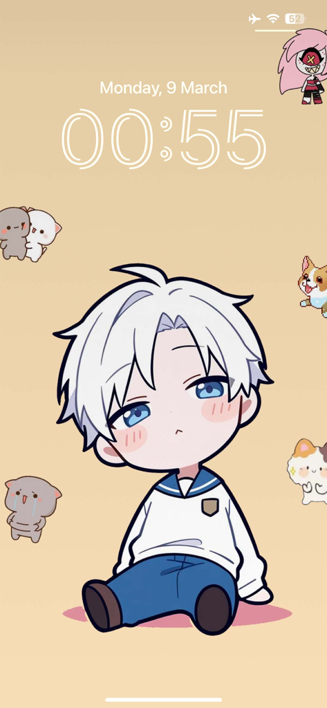 Shimeji Pets on Screen Kawaii - Personaje de anime y mascotas pixeladas lindas en una pantalla de bloqueo móvil