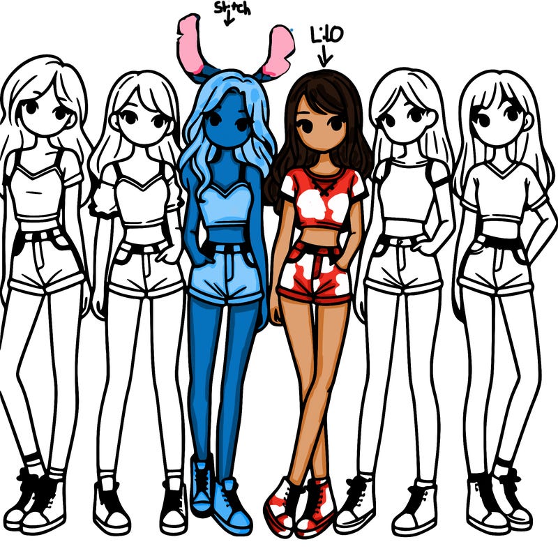 a group of girls wearing crop tops and shorts