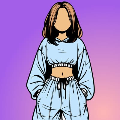realistic girl faceless with baggy pants and a crop top