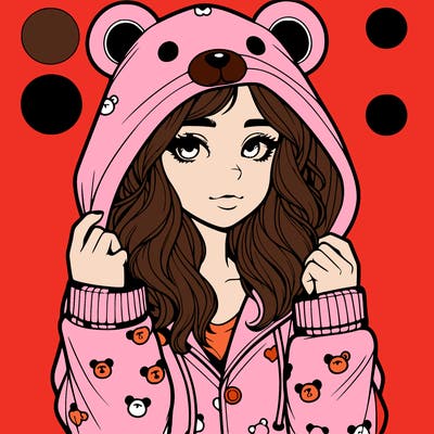 realistic girl in a animal pjs hoodie