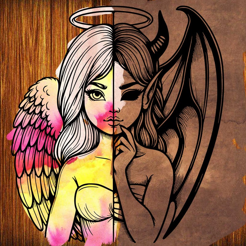 realistic angel half demon