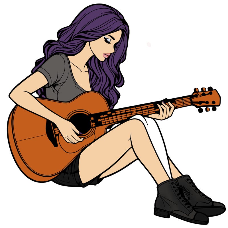 realistic woman play guitar