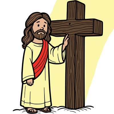 jesus standing beside the cross